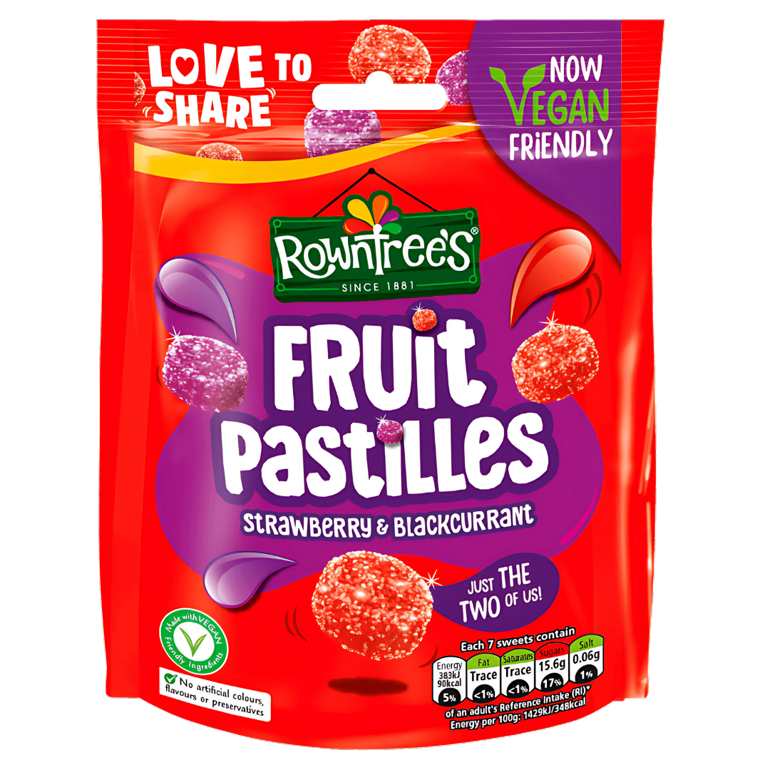 Rowntrees Fruit Pastilles Strawberry & Blackcurrant 143g